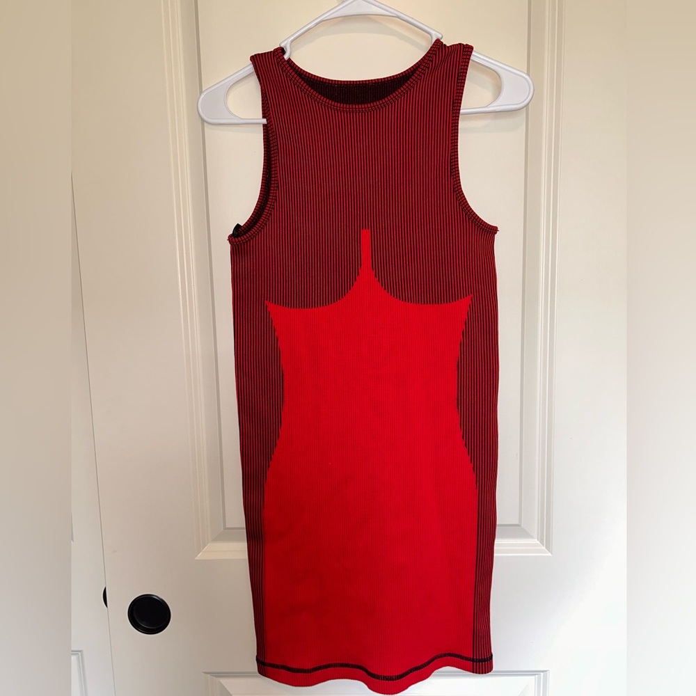 Forever 21 Women's Ribbed Knit Sleeveless  CrewNeck Stretch Dress Red Size S